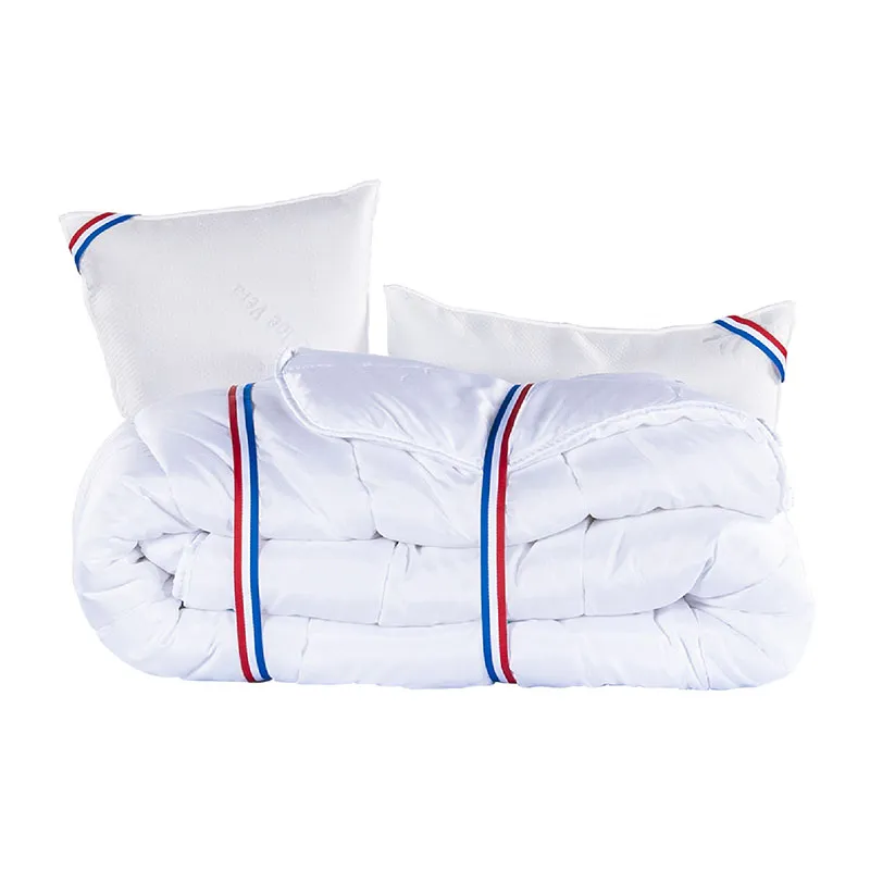 Matelas Sérénité 27cm très ferme ress. ensachés + Sommier Gris 20cm + 2 Oreillers + Couette + Tête de lit-4