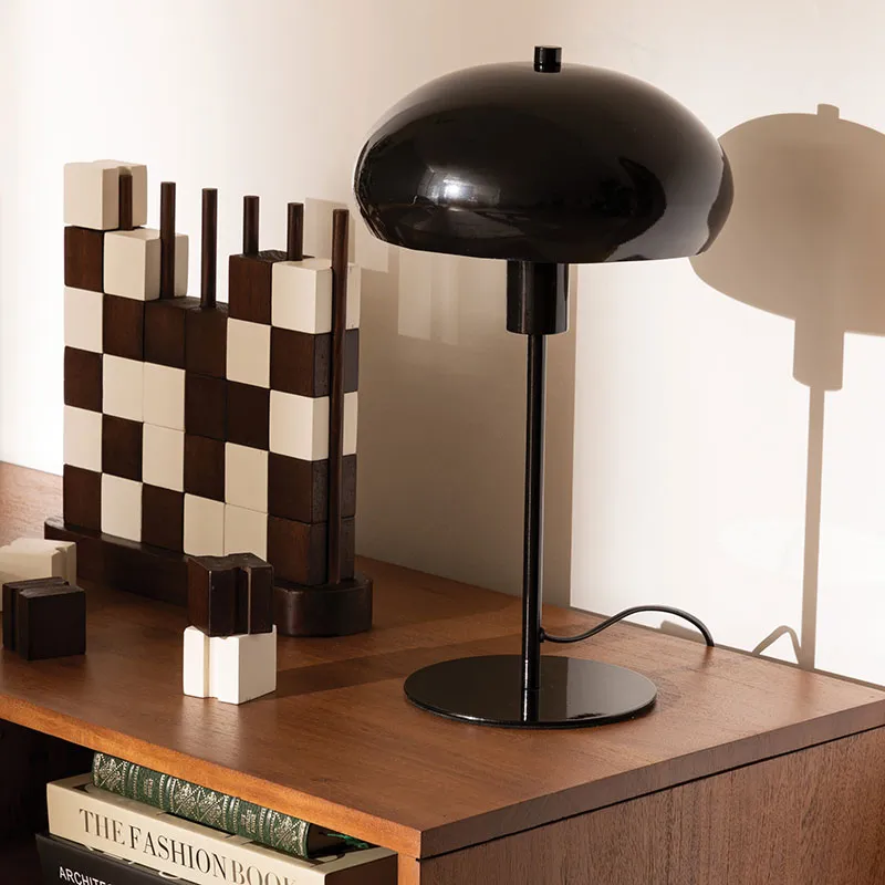 Lampe à poser Champignon Savio Métal Noir - ø22x38cm-1