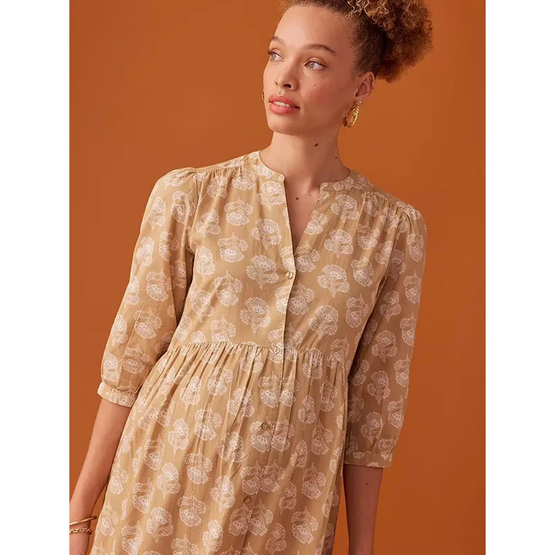 Robe longue de grossesse indienne - Jaune-1