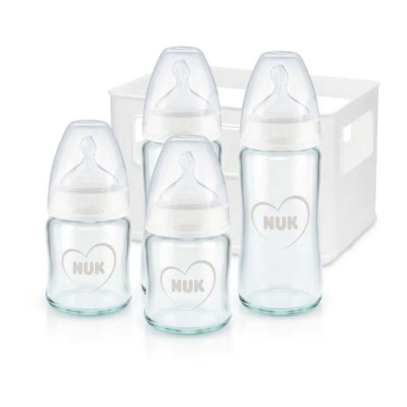 4 Biberons Verre First Choice 2x120ml + 2x240ml Coeur - 0m+-0