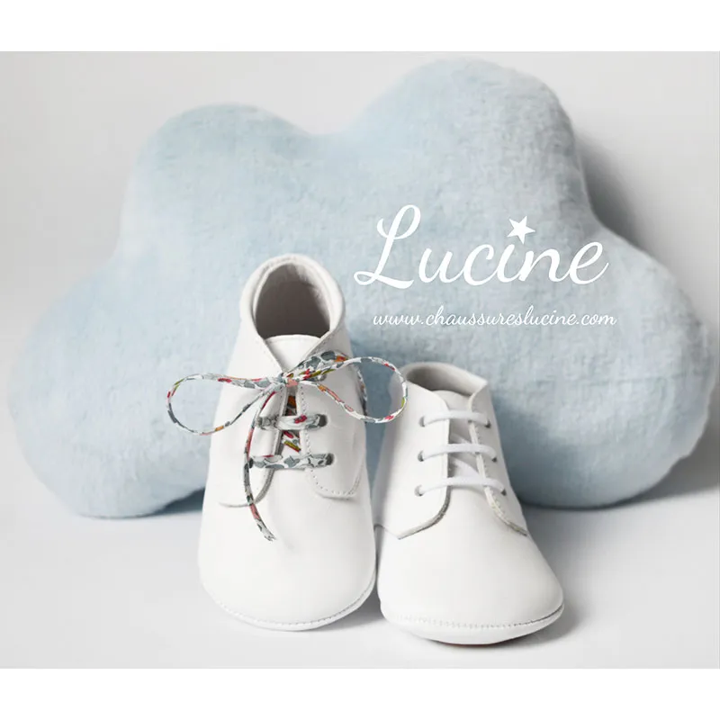 Chaussons bébé SOUPLES antidérapants Mini-Arthur - Cuir Blanc-1