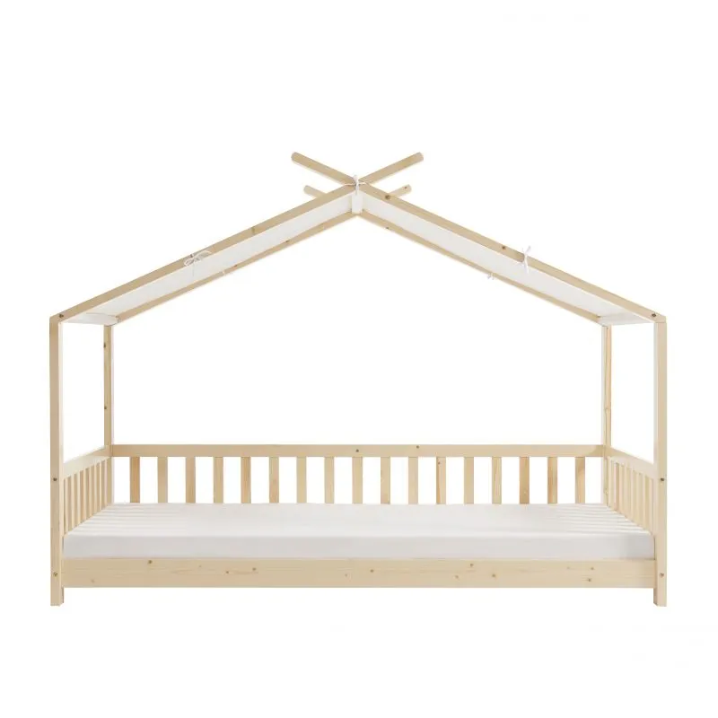 Lit tente Tiny pin massif + sommier 90x190cm - Plusieurs options dispos.-2