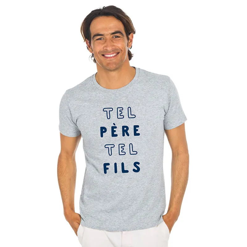 T-shirt Homme Tel père tel fils 2 mpt BIO - Gris chiné-0