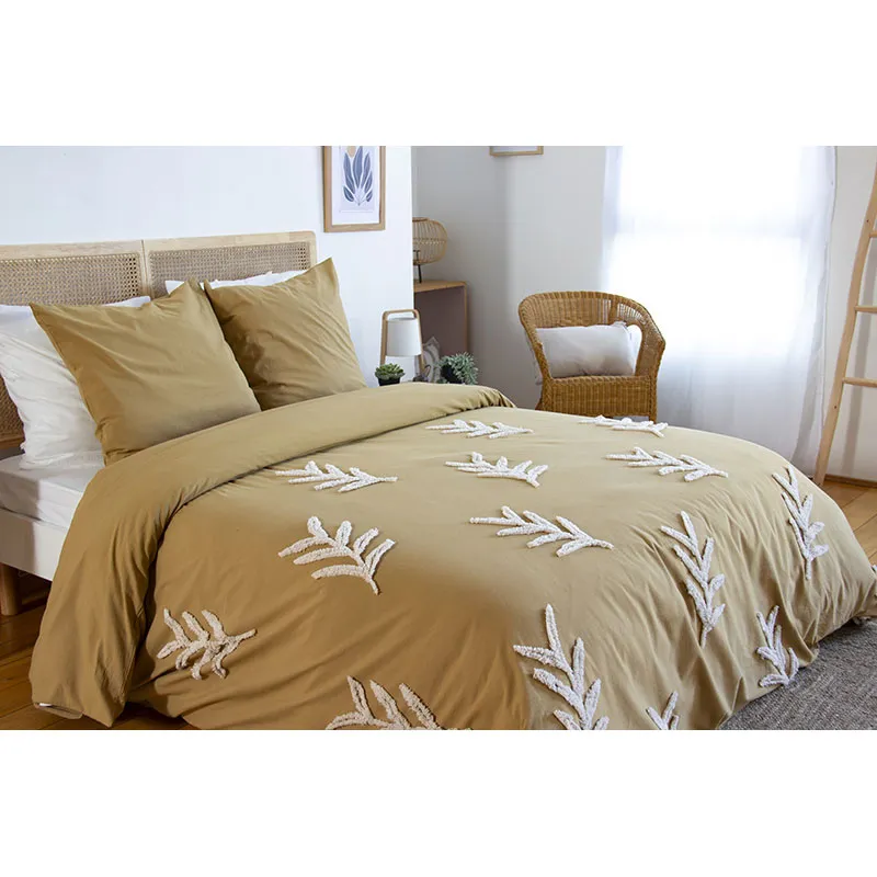 Parure 3pcs Coton lavé Feuillu-1