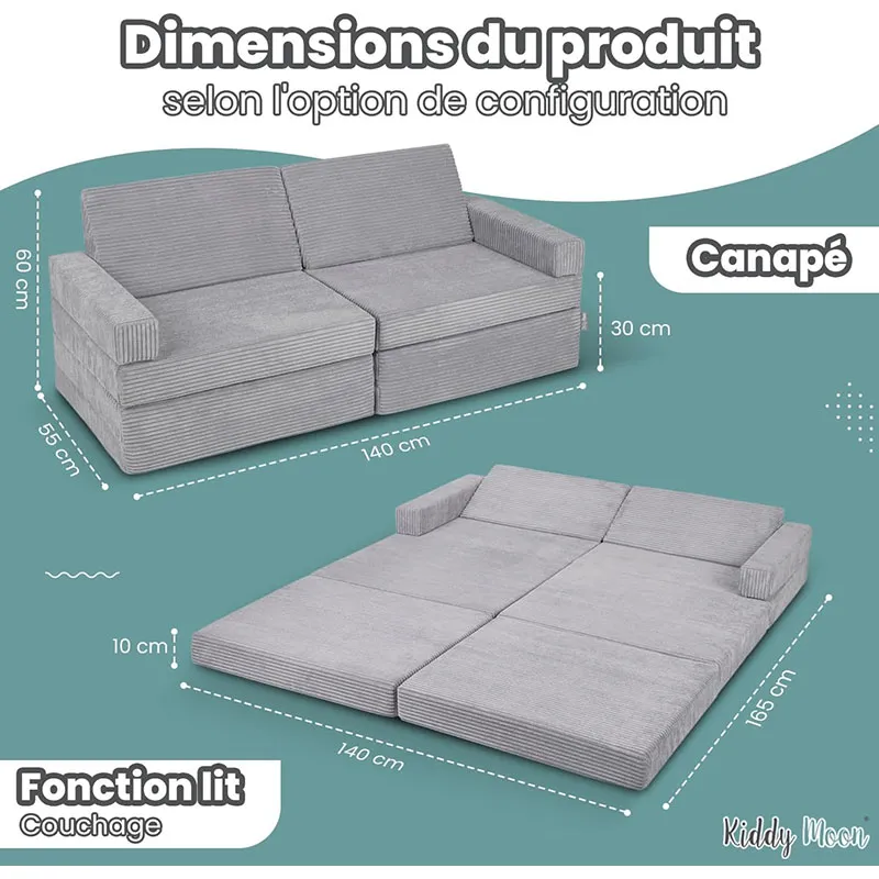 Canapé pliant pour enfant Vert - 110x70x30cm-2