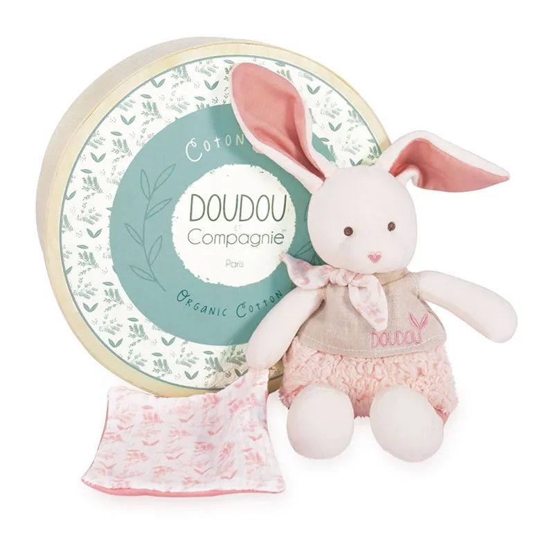 Doudou mouchoir Botanic Bio Lapin Rose - 22cm-0