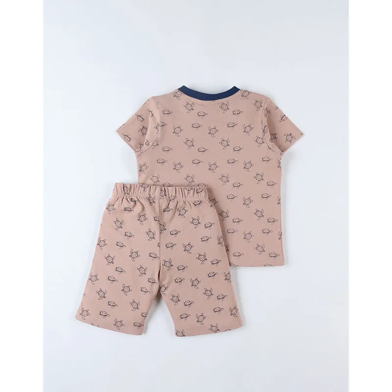 Pyjama short + T-shirt MC Tortue - Beige/Marine-3