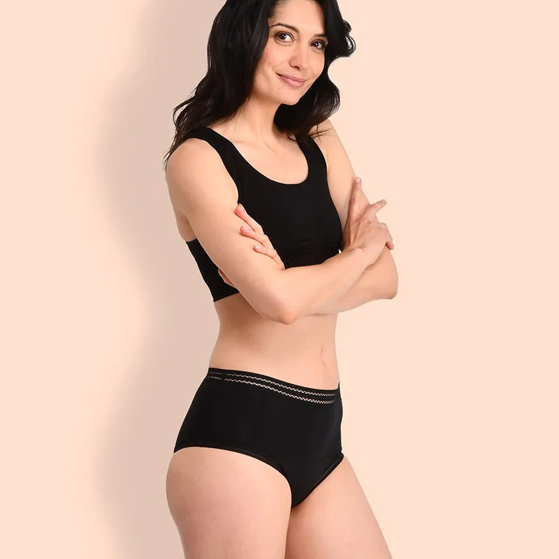 Boxer menstru. Basic + Culotte menstru. taille haute - Noir-5