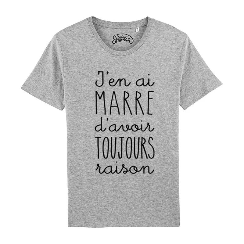 T-shirt Homme J'en ai marre d'avoir toujours raison BIO - Gris chiné-0
