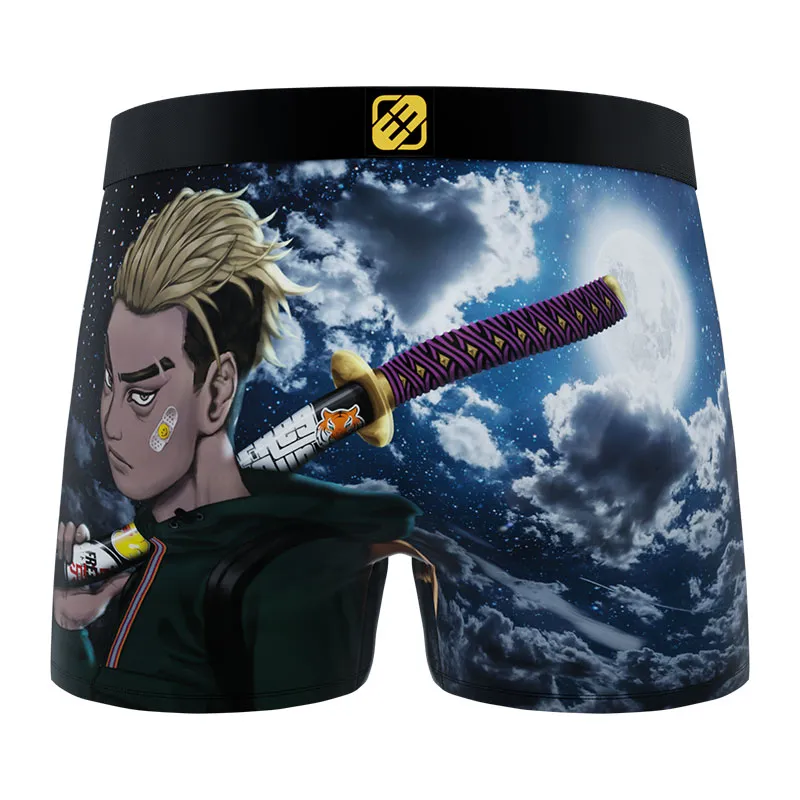 3 Boxers Homme Manga Style - Jaune/Gris/Bleu/Rouge/Noir-5