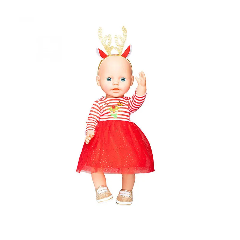 Robe de Noël + Serre-tête - Poupée 28-35/35-45cm-3