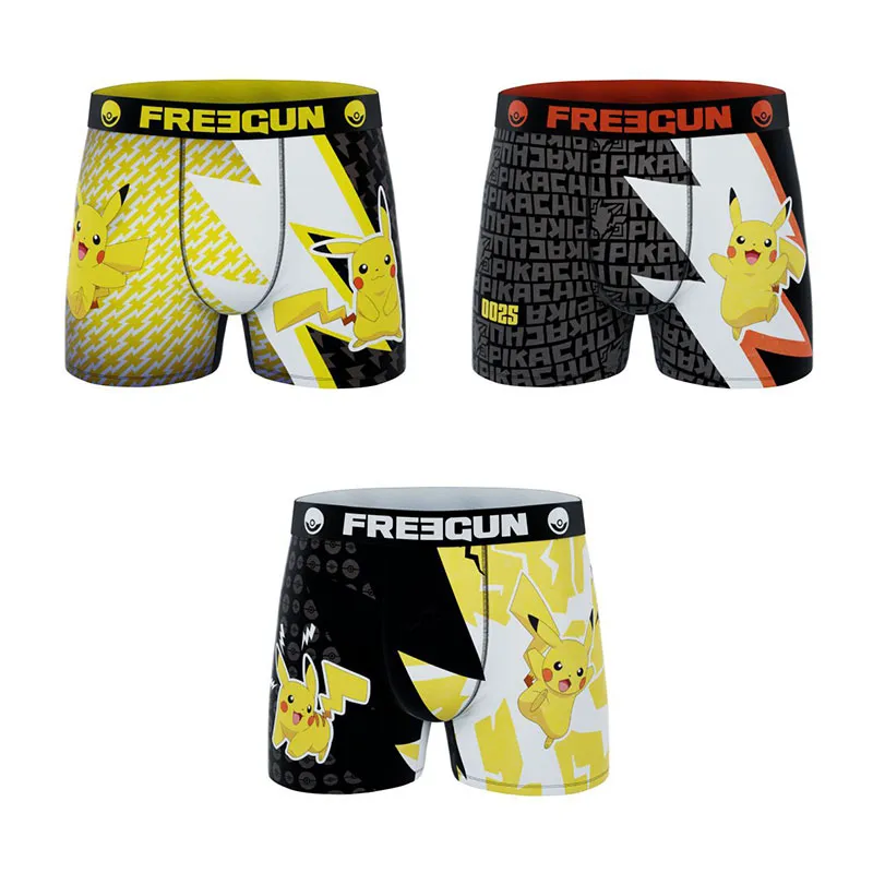 3 Boxers Enfant Pokemon Pikachu - Jaune/Noir-0