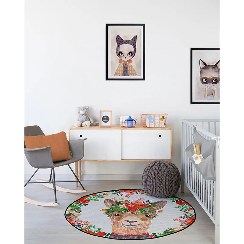 Tapis de jeu Lama floral - Ø120cm-2