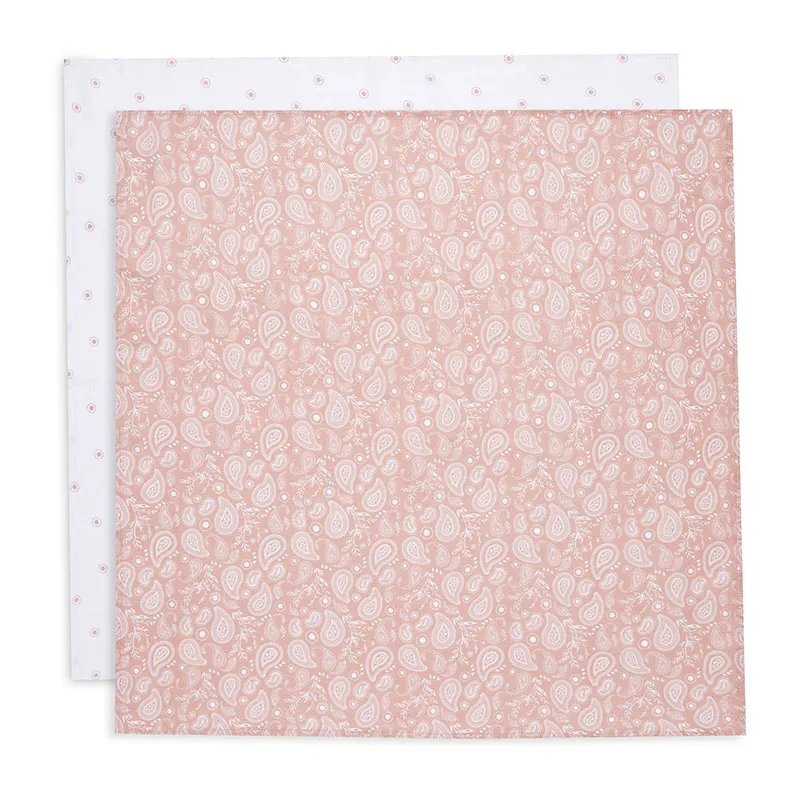 2 Langes Gaze de Coton Paisley & Halo Rosewood - 70x70cm-0