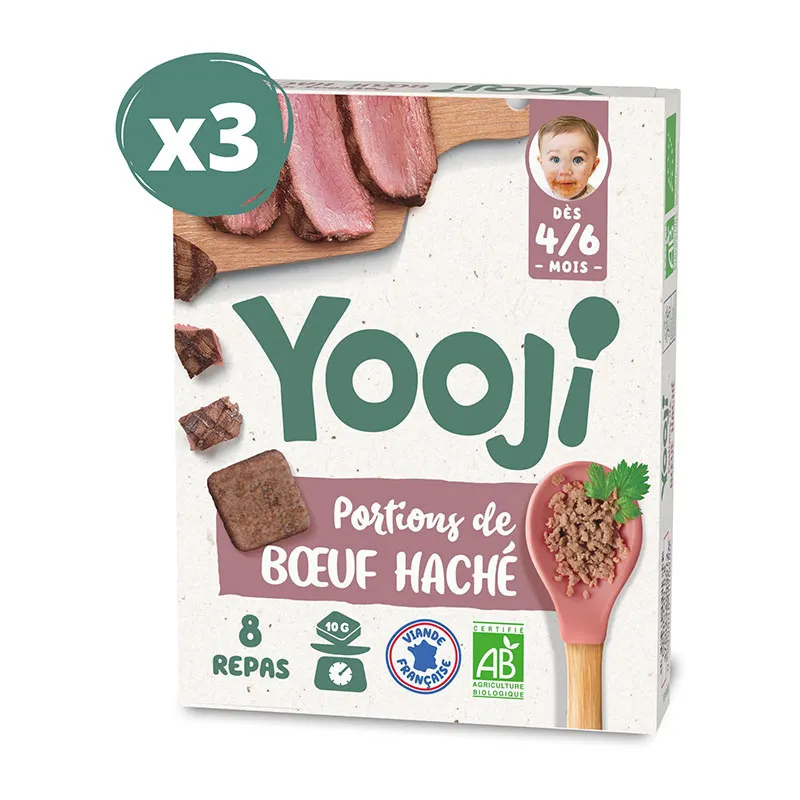 3x80g Hachés de Boeuf BIO - 24 portions - 6m+-6