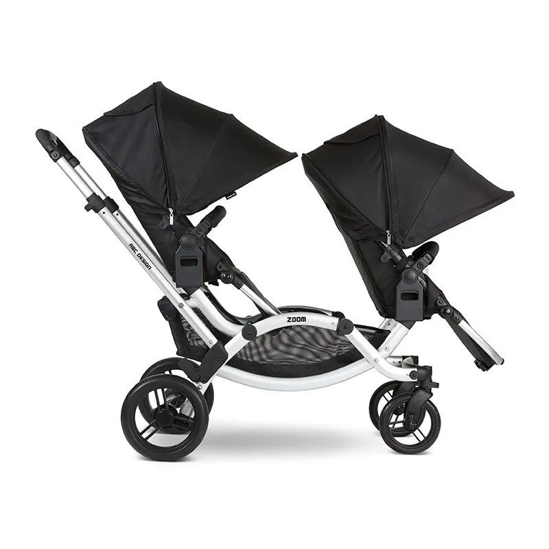 Duo Poussette Jumeaux Zoom + 2 Cosy Tulip + Adaptateurs Black - 0m+-2