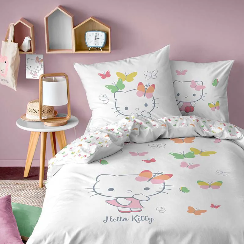 Parure 2pcs Hello Kitty Papillon - 140x200cm-0