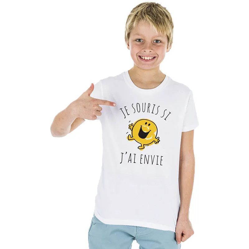 T-shirt Garçon Je souris si j'ai envie BIO - Blanc-0