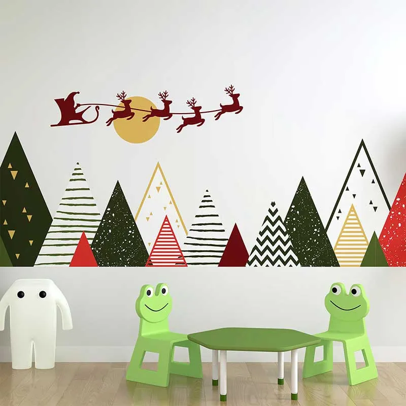 Stickers - Montagnes scandi. de Noël Rouge/Noir-0