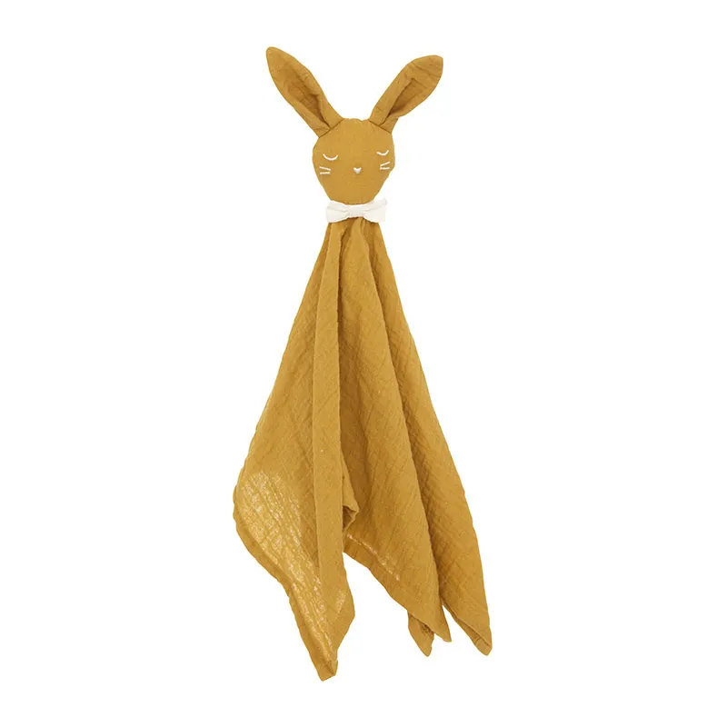 Doudou carré Lapin Coton Ocre - 46,5x50cm-0