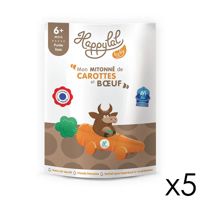 5x150g Mon mitonné de carottes et boeuf - 6m+- HAPPYLAL-0