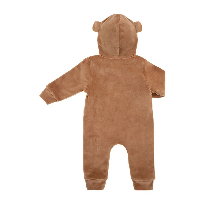 Combinaison velours bébé Tipi - Blanc/Marron-1