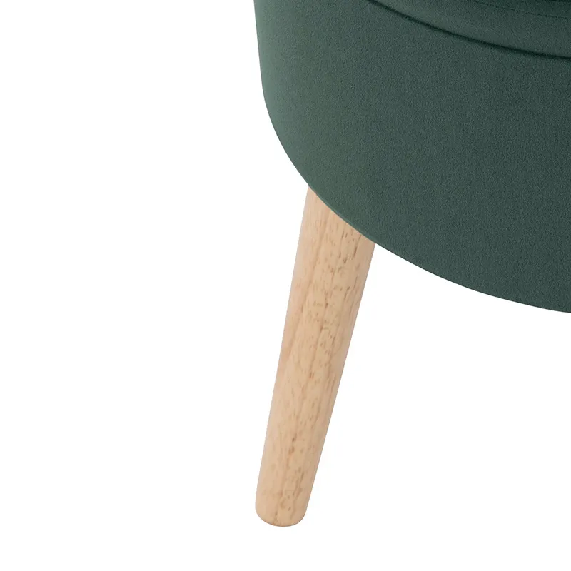 Tabouret coffre Tess velours Vert Cèdre - ø36x42,5cm-3