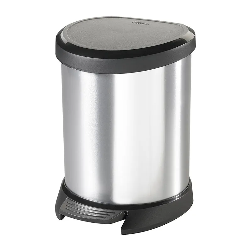 Poubelle à pédale ovale Argent - 5L-0