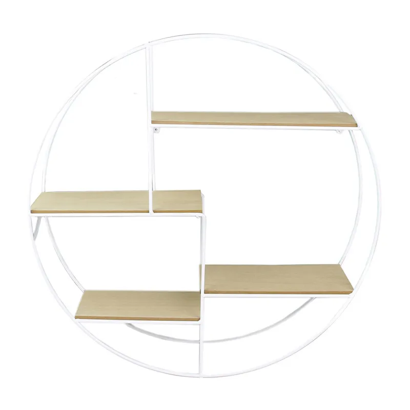 Étagère Ronde Blanc Métal/Bois - 12x50cm-2