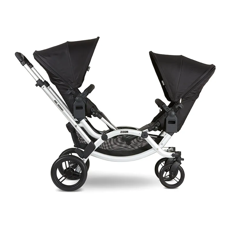 Duo Poussette Jumeaux Zoom + 2 Cosy Tulip + Adaptateurs Black - 0m+-6