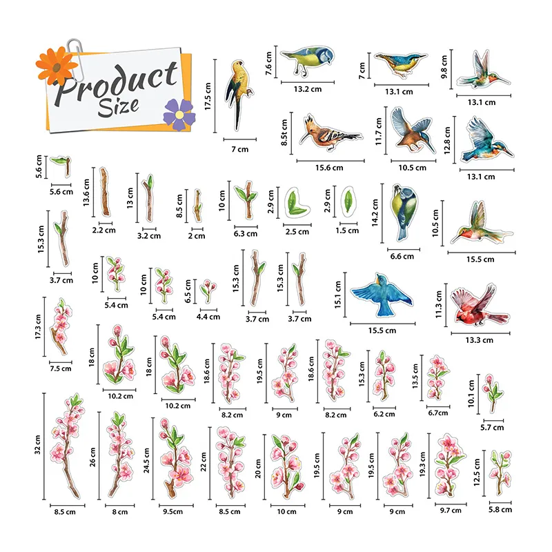 Stickers - Fleurs de cerisier aquarelle & Oiseaux-4