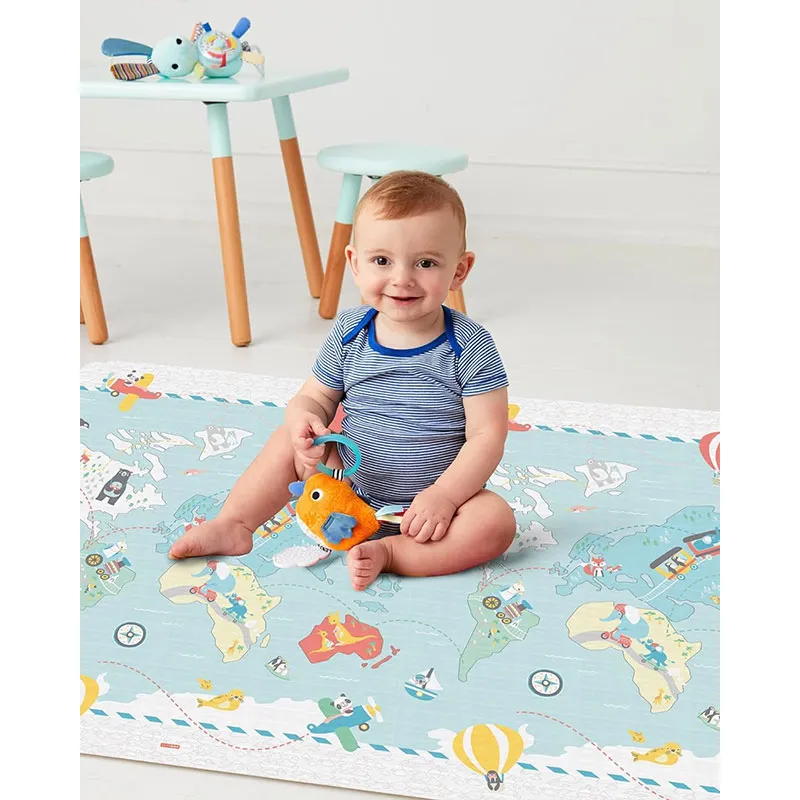 Tapis de jeu révers. Petits voyageurs/Chevrons - 218x132cm-2