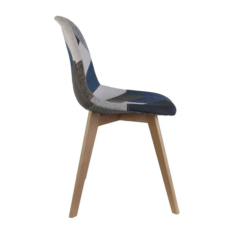 4 Chaises Patchwork Bleu/Gris --4