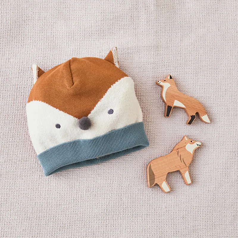 Bonnet en tricot Renard - Bleu-3