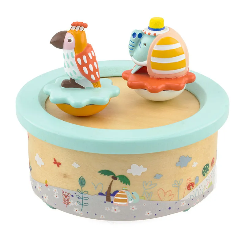 Boîte à musique Éléphant Perroquet - 12x12cm-1