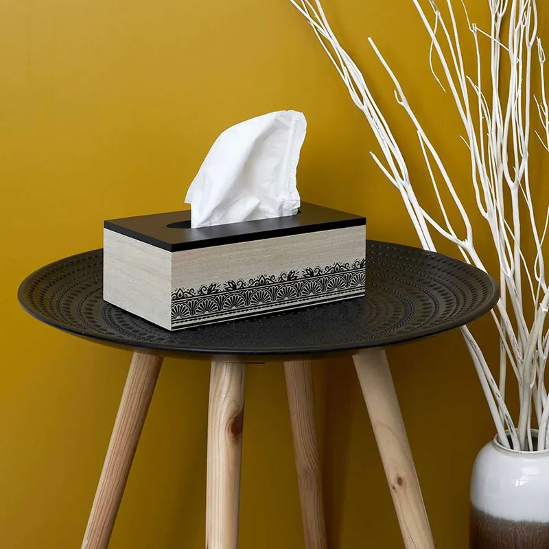 Boîte à mouchoirs Mirage Bois/Noir - 24x14x8,5cm-1