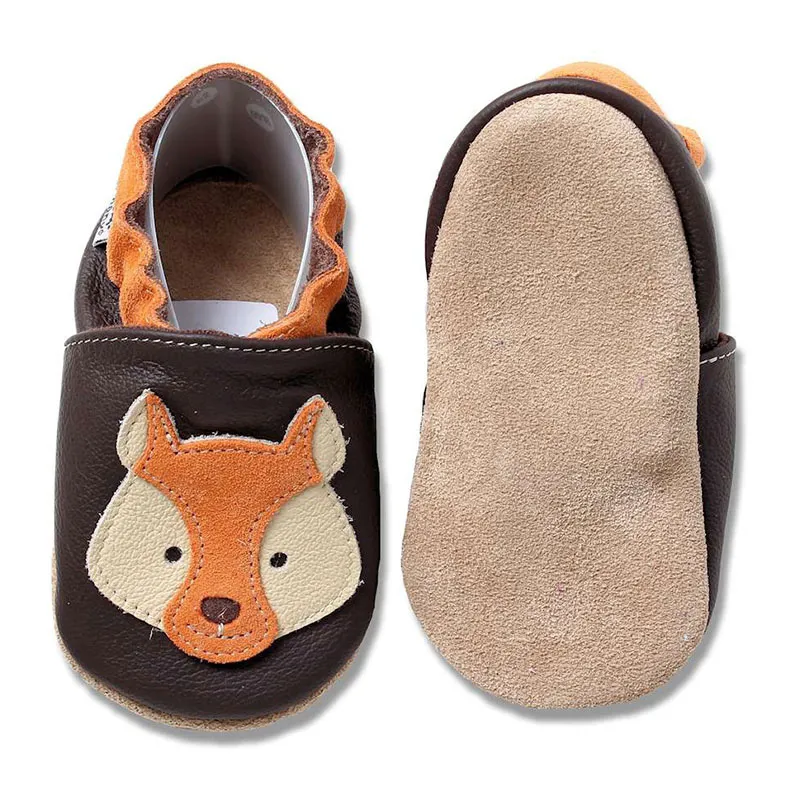 Chaussons cuir Renard - Marron-1