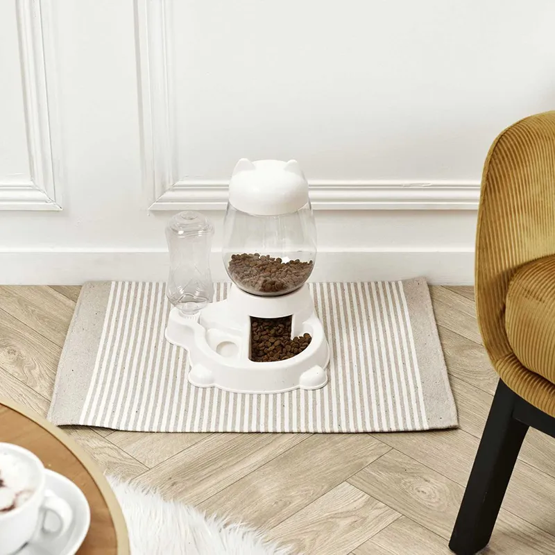 Distributeur eau & croquettes pour animaux Blanc --6