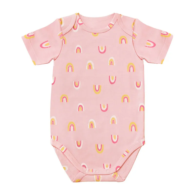 3 Bodies MC Coton Bio Rainbow Bébé - Rose/Blanc-2