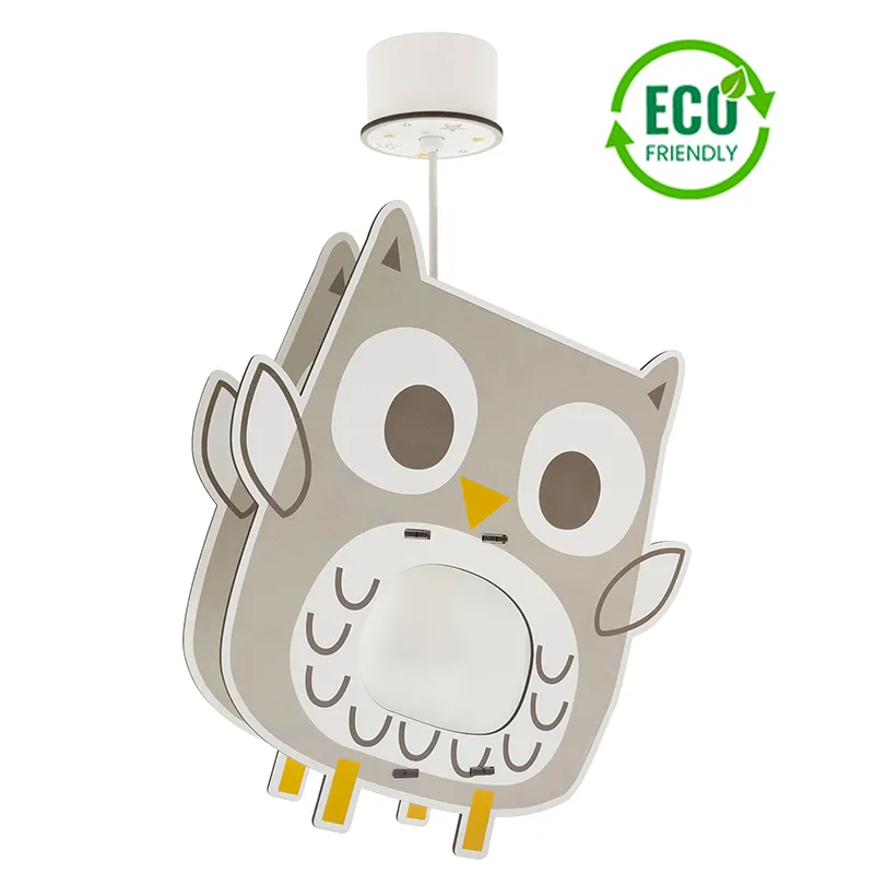 Suspension Hibou Beige Bois - 28,7x8x32,5cm-0