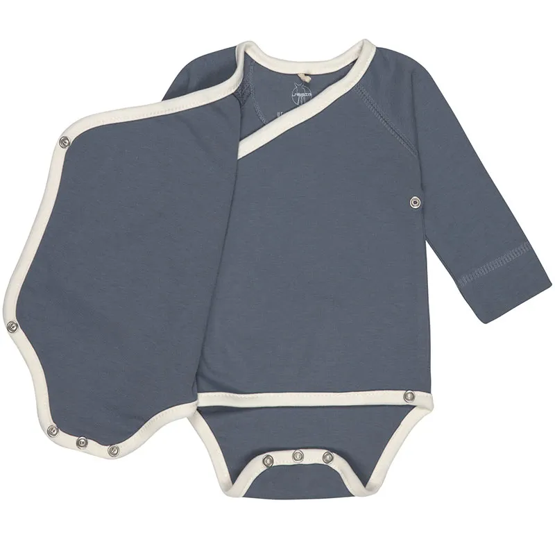 2 bodies ML Coton BIO Ouverture devant - Bleu/Olive-5