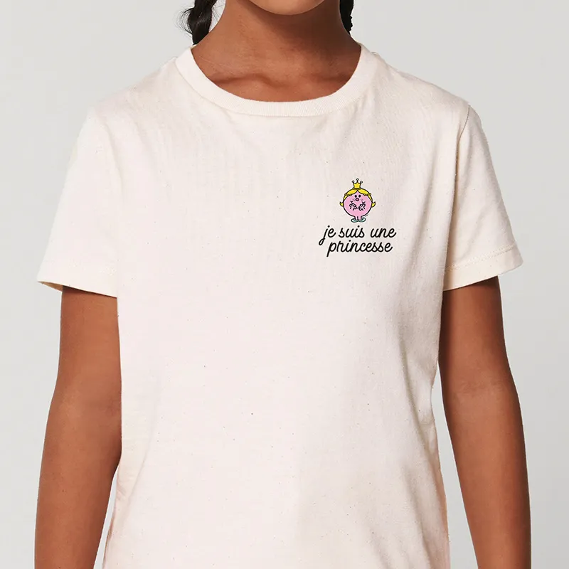 T-shirt Fille Je suis une princesse coeur BIO - Blanc-1