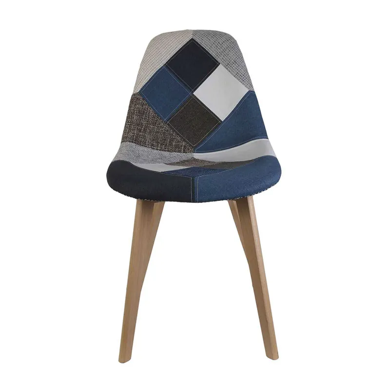4 Chaises Patchwork Bleu/Gris --3