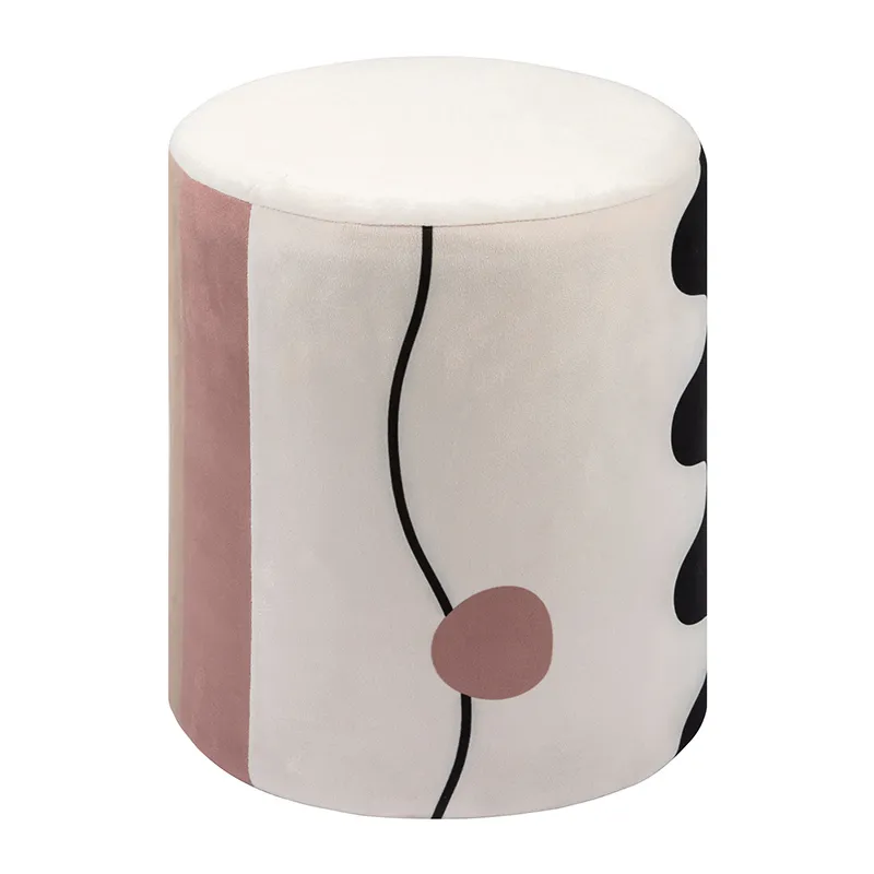 Pouf Nofy velours Blanc - ø31x38cm-0