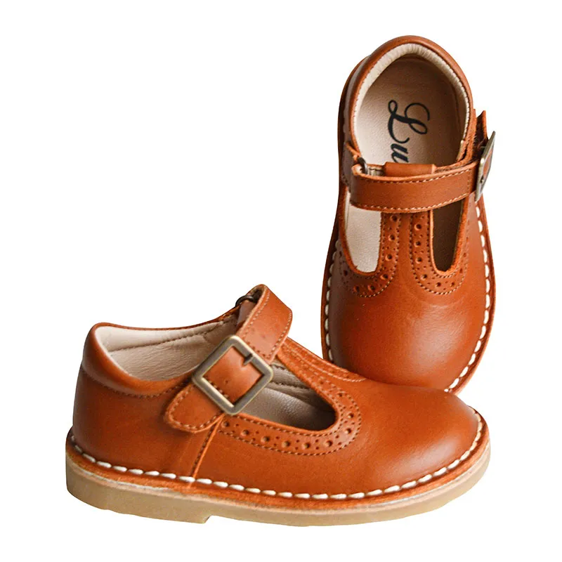 Chaussures Salomé SOUPLES à SCRATCH Anaël - Cuir Camel-1