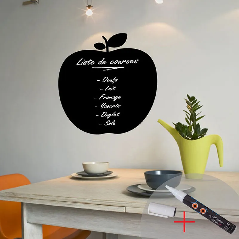 Stickers ardoise - Pomme et craie liquide blanche-0