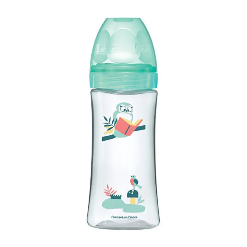 Coffret 2 Bibs anti-coliq. Tétines rondes 330ml déb.3 Jungle Rose/Hibou - 6m+-3