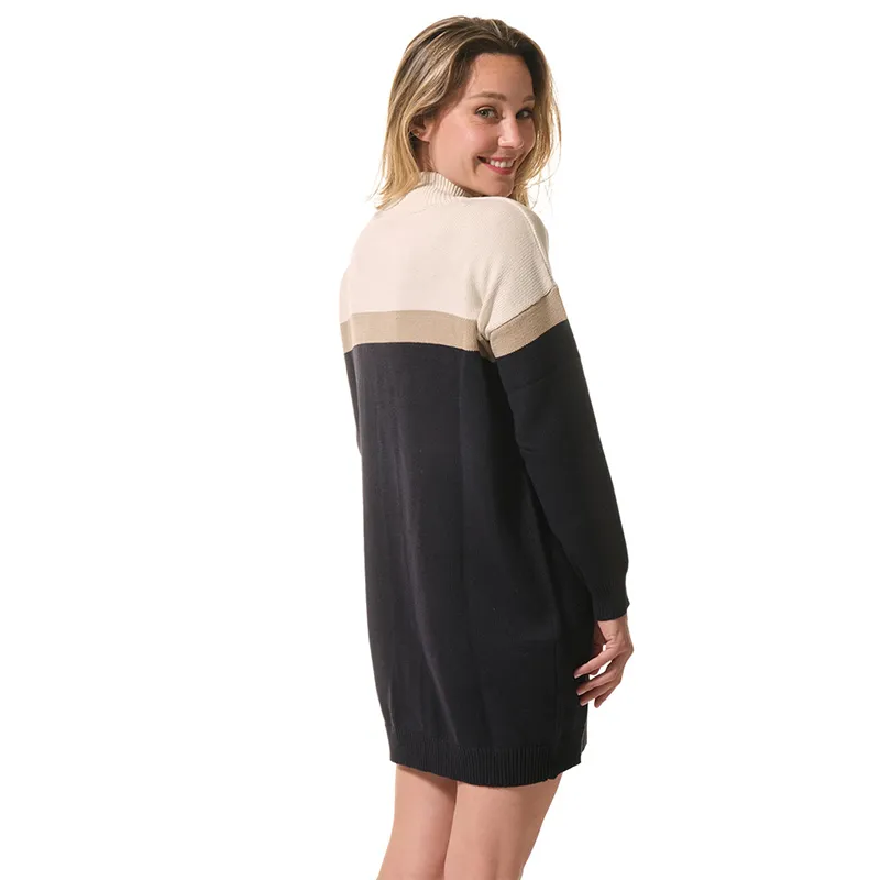 Robe Pull Charlyse Col cheminée - Ecru/Ecume/Marine-3