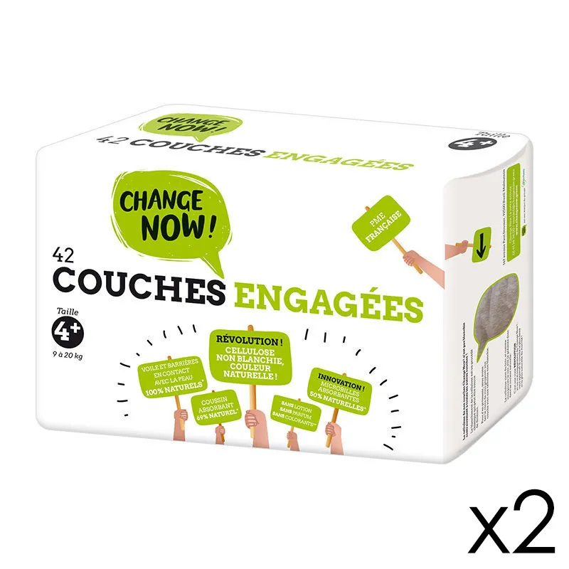 Couches Éco Change Now T.4+/9-20kg - 2x42 - LOVE & GREEN - CHANGE NOW !-0