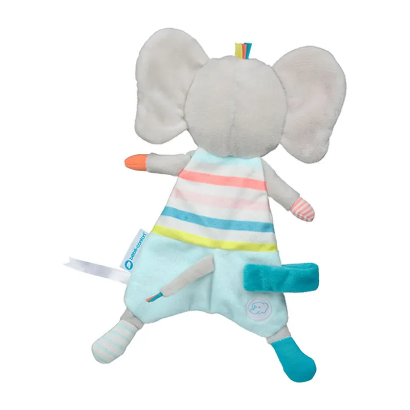 Doudou plat Elidou l'éléphant Multico. - 0m+-2